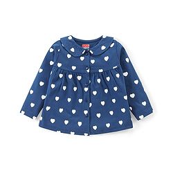 Babyhug Cotton Knit Full Sleeves Night Suit With Heart Print - Navy Blue