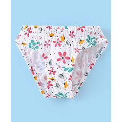 Babyhug 100% Cotton Panties Dot & Floral Print Pack of 3- Pink Blue & White