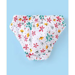 Babyhug 100% Cotton Panties Dot & Floral Print Pack of 3- Pink Blue & White