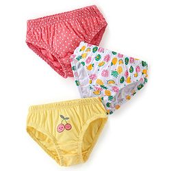 Babyhug 100% Cotton Panties Fruits Print Pack of 3 - Red White & Yellow
