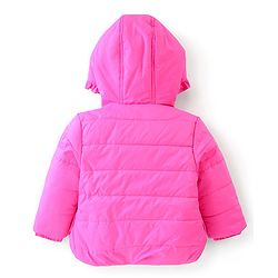Babyhug Woven Full Sleeves Solid Hooded Jacket - Pink