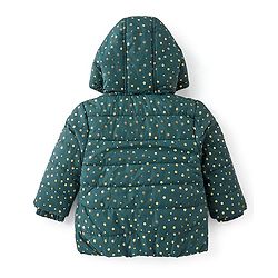 Babyhug Full Sleeves Hooded Quilted Jacket Polka Dot Print - Green