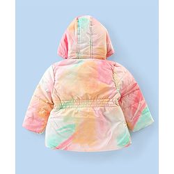 Babyhug Full Sleeves Hooded & Padded Jacket Tie Dye Print- Pink