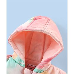 Babyhug Full Sleeves Hooded & Padded Jacket Tie Dye Print- Pink