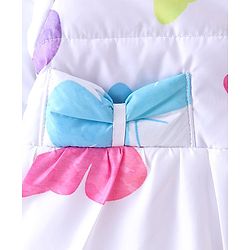 Babyhug Full Sleeves Hooded Jacket With Butterfly Print - White & Pink
