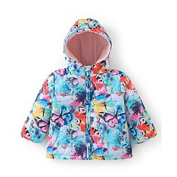 Babyhug Woven Full Sleeves Hooded Jacket with Butterfly Print - Multicolour