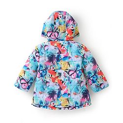 Babyhug Woven Full Sleeves Hooded Jacket with Butterfly Print - Multicolour