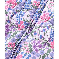 Babyhug Full Sleeves Woven Hoodie with Pockets Floral Print - Pink & Purple