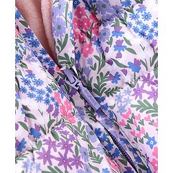 Babyhug Full Sleeves Woven Hoodie with Pockets Floral Print - Pink & Purple