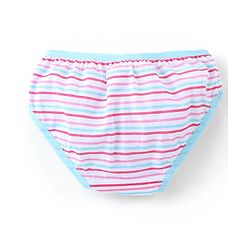 Babyhug 100% Cotton Knit Panties Stripes & Floral Print Pack of 3 - Blue White & Pink