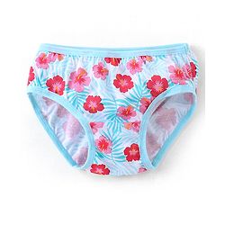 Babyhug 100% Cotton Knit Panties Stripes & Floral Print Pack of 3 - Blue White & Pink