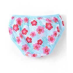 Babyhug 100% Cotton Knit Panties Stripes & Floral Print Pack of 3 - Blue White & Pink