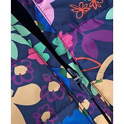 Babyhug Woven Full Sleeves Hooded Jacket Floral Print - Multicolour
