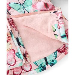 Babyhug Full Sleeves Hooded Padded Jacket Butterfly Printed - Pink