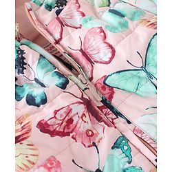 Babyhug Full Sleeves Hooded Padded Jacket Butterfly Printed - Pink