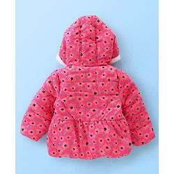 Babyhug Full Sleeves Hooded & Padded Jacket Floral Print- Pink