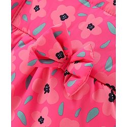 Babyhug Full Sleeves Hooded & Padded Jacket Floral Print- Pink