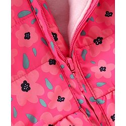 Babyhug Full Sleeves Hooded & Padded Jacket Floral Print- Pink