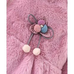 Babyhug Full Sleeves Woven Winter Jacket with Hood Floral Applique-Pink