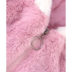Babyhug Full Sleeves Woven Winter Jacket with Hood Floral Applique-Pink