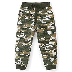 Babyhug Cotton Looper Knit Full Length Lounge Pant Camouflage Print - Green