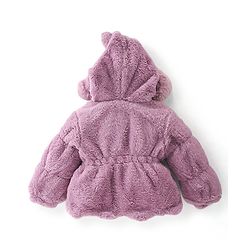 Babyhug Full Sleeves Fur Hooded Jacket with Bow & Pom Pom Detailing - Pink