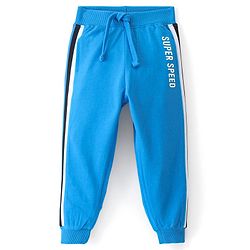 Babyhug Cotton Looper Knit Full Length Lounge Pant Text Printed - Blue