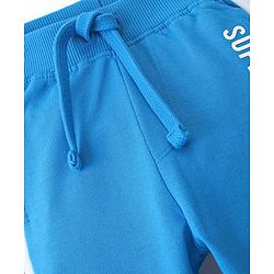 Babyhug Cotton Looper Knit Full Length Lounge Pant Text Printed - Blue