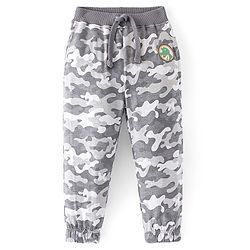 Babyhug Cotton Looper Knit Full Length Camouflage Printed Lounge Pant - Grey