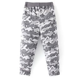 Babyhug Cotton Looper Knit Full Length Camouflage Printed Lounge Pant - Grey