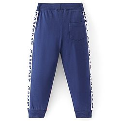 Babyhug Cotton Looper Knit Full Length Text Printed Cut & Sew Lounge Pant - Navy Blue & Red