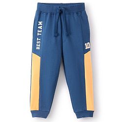 Babyhug Cotton Looper Knit Full Length Lounge Pant Text Print - Blue
