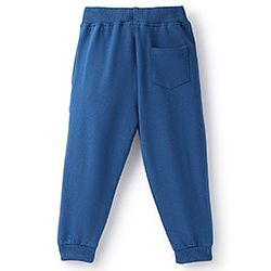 Babyhug Cotton Looper Knit Full Length Lounge Pant Text Print - Blue