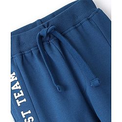 Babyhug Cotton Looper Knit Full Length Lounge Pant Text Print - Blue
