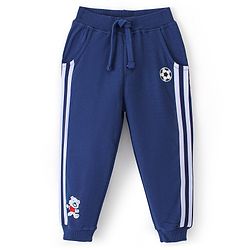 Babyhug Cotton Looper Knit Full Length Lounge Pant Bear Printed - Navy Blue