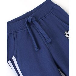 Babyhug Cotton Looper Knit Full Length Lounge Pant Bear Printed - Navy Blue