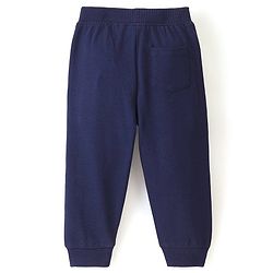 Babyhug Cotton Looper Full Length Lounge Track With Text Print - Navy Blue
