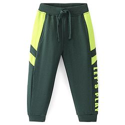 Babyhug Cotton Looper Knit Full Length Lounge Pant Text Print - Green