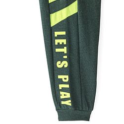 Babyhug Cotton Looper Knit Full Length Lounge Pant Text Print - Green
