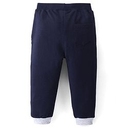 Babyhug Cotton Looper Full Length Lounge Pant Color Block & Text Printed - Grey & Navy Blue