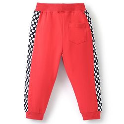 Babyhug Cotton Looper Knit Full Length Lounge Pant Text Print - Red