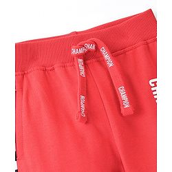 Babyhug Cotton Looper Knit Full Length Lounge Pant Text Print - Red
