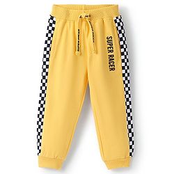 Babyhug Cotton Looper Knit Full Length Lounge Pant Text Print - Yellow
