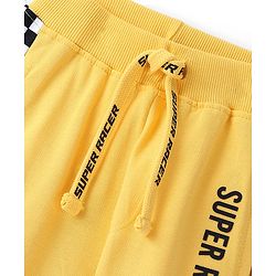 Babyhug Cotton Looper Knit Full Length Lounge Pant Text Print - Yellow