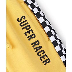 Babyhug Cotton Looper Knit Full Length Lounge Pant Text Print - Yellow
