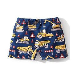 Babyhug Mid Thigh Length Swimming Trunk Vehicle Print - Navy Blue