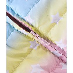 Babyhug Full Sleeves Hooded & Padded Jacket With Ear Applique Stars Print- Pink Yellow & Blue