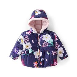 Babyhug Woven Full Sleeves Hooded Jacket With Floral Print - Purple