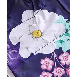 Babyhug Woven Full Sleeves Hooded Jacket With Floral Print - Purple
