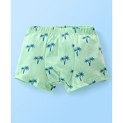Babyhug 100% Cotton Trunk Striped & Palms Printed Pack of 3 - Green & Blue